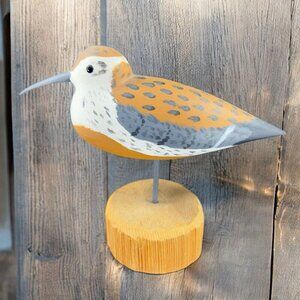 1986 Dunlin Hand Carved Decorative Beach Shorebird Hand Painted Wood Signed